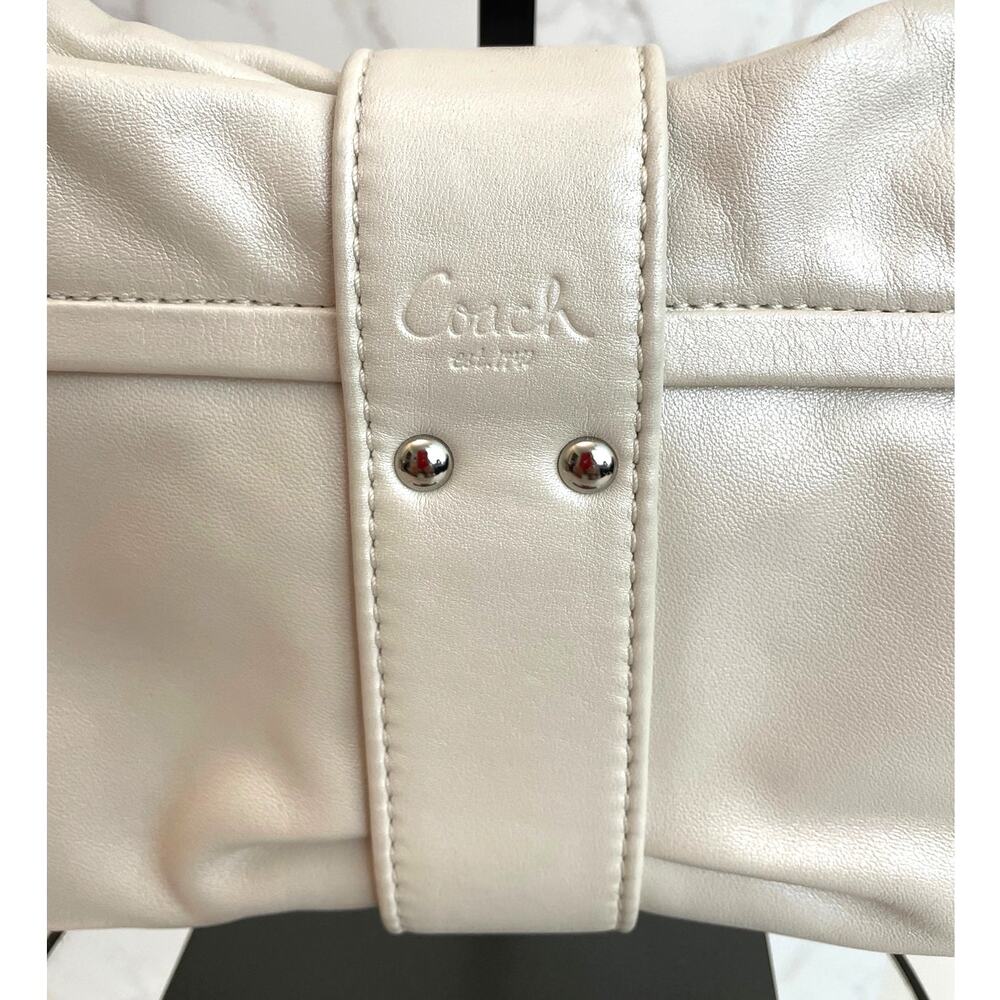 Coach Metallic Cream/Off-White Colored Soft Pleated Leather Shoulder Bag EUC - Picture 5 of 11